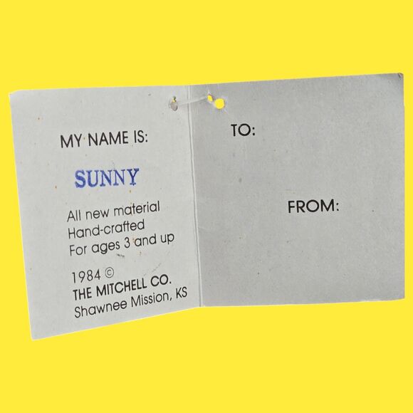 1984 Vintage 19" Vinyl Plush Boy Doll "Sunny" Mitchell Co Kansas Yellow Corduroy - Picture 3 of 11